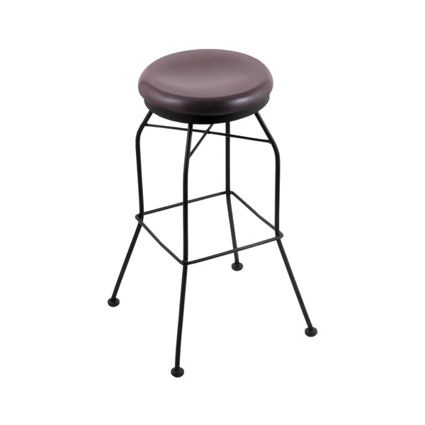 30" Swivel Bar Stool, Black Wrinkle, Dark Cherry Oak Seat